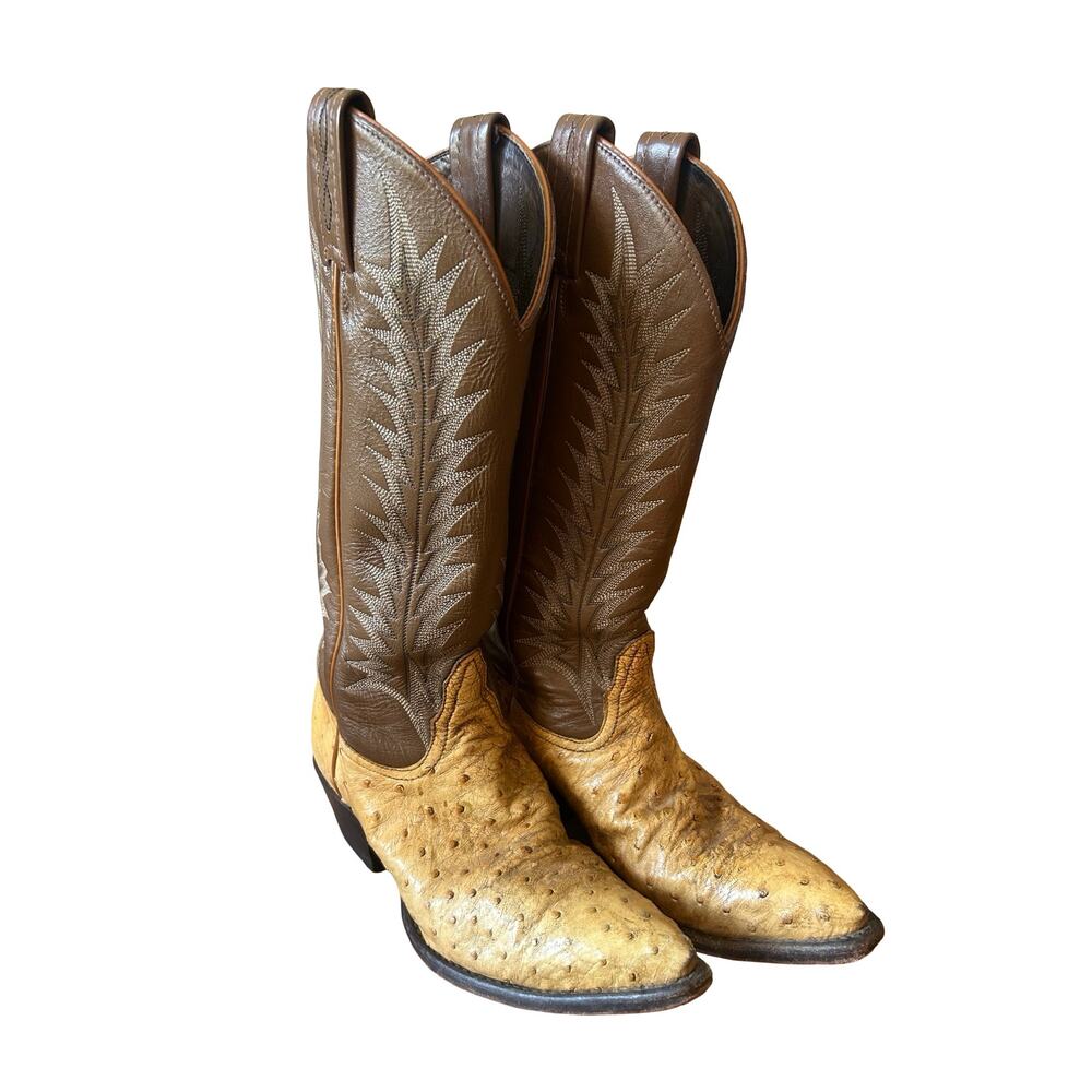 Tony Lama Women’s Ostrich‑Vamp Cowboy Boots – Size 5.5, Vintage Western